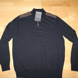 NWT HARRISON DAVIS BLACK SWEATER TOP WITH FAUX SUEDE TRIM SIZE M